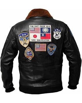 FAMFALCON Men's Top Aviator Flying Bomber Leather Jacket